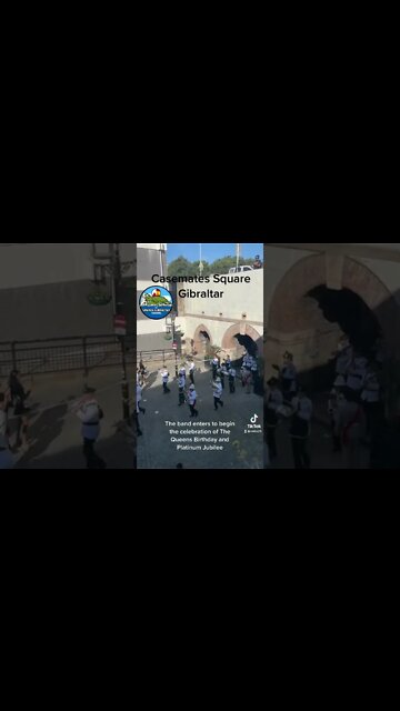Gibraltar: Casemates Square; Marching Band enters to Honor Celebration of Queens Birthday