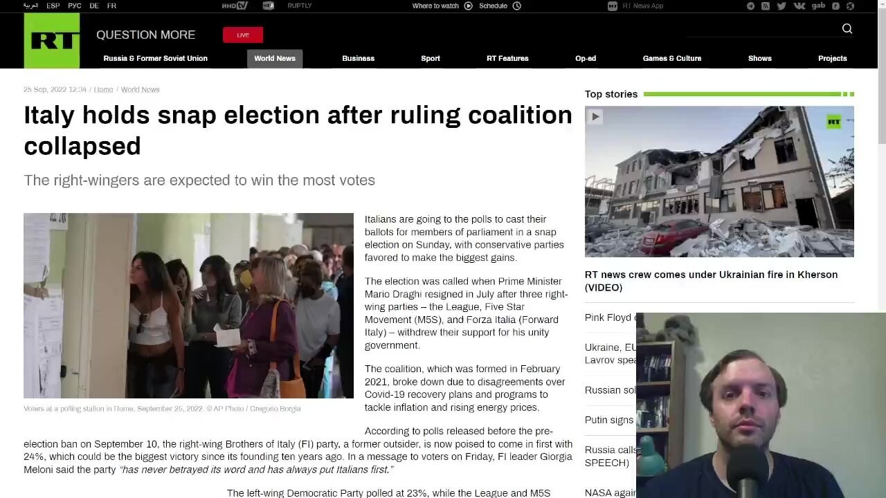 Italy holds snap election after ruling coalition collapsed, von der Leyen give ominous warning