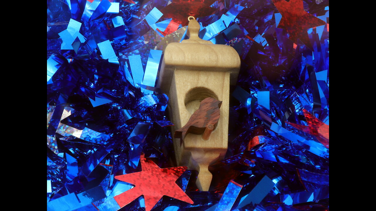 Handmade Wood Miniature Birdhouse Christmas Tree Ornament