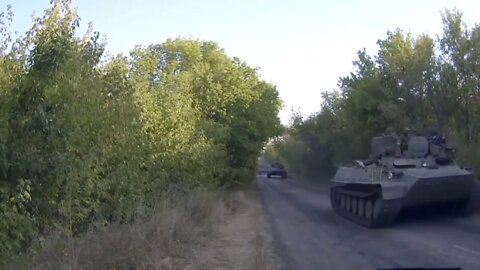 Russian Column Of the Russian Federation heading In the Luhansk