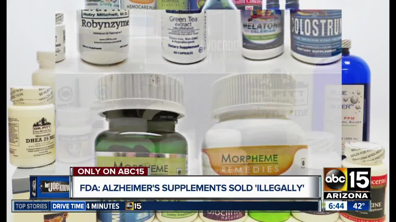 FDA: Alzheimer's supplements sold 'illegally'