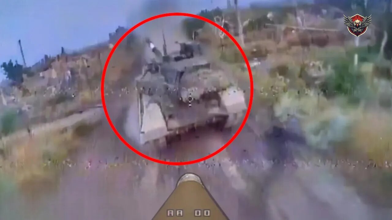 Moment Ukrainian Drone Strike Blow Up T-90M Tank