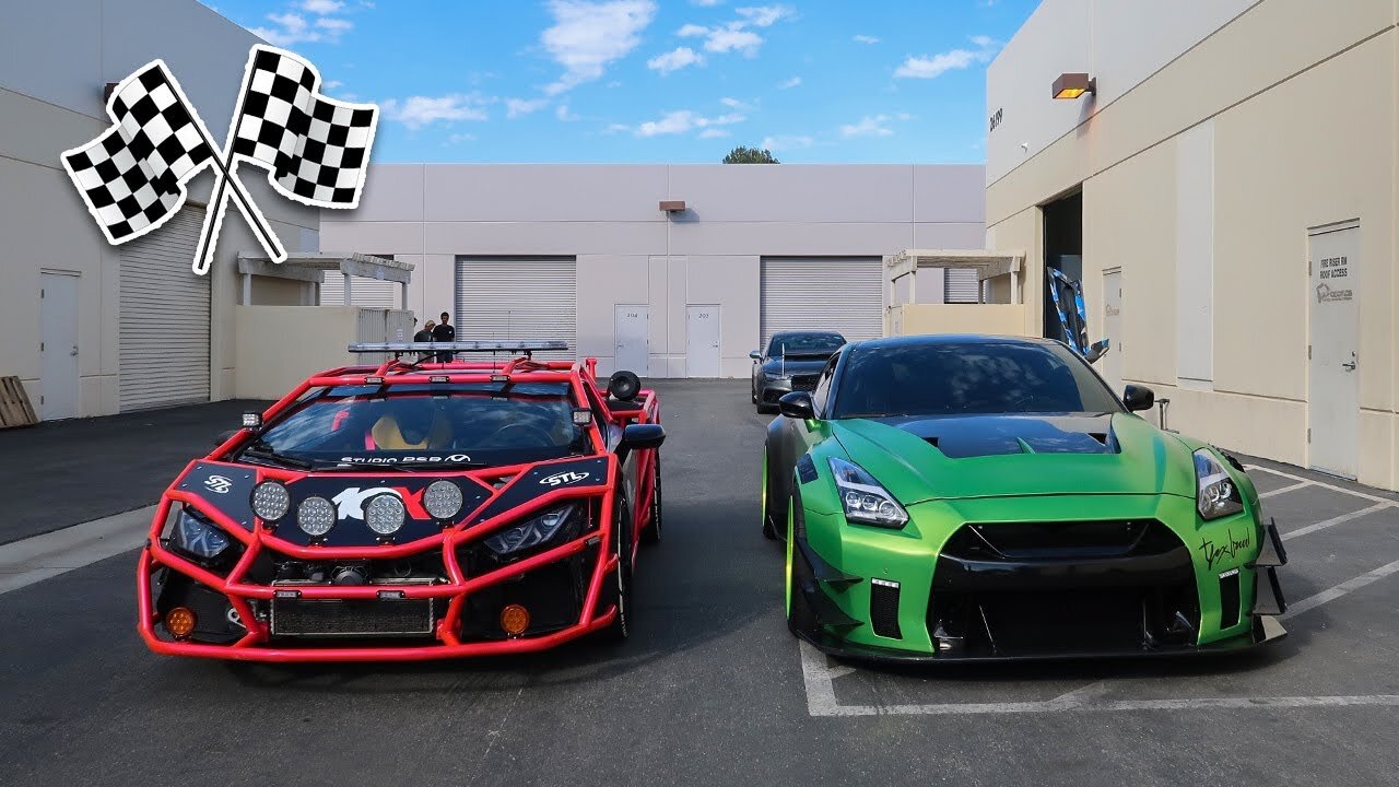 Twin Turbo LAMBORGHINI RALLY CAR VS 1000HP WIDE BODY GTR! **THE ULTIMATE RACE**