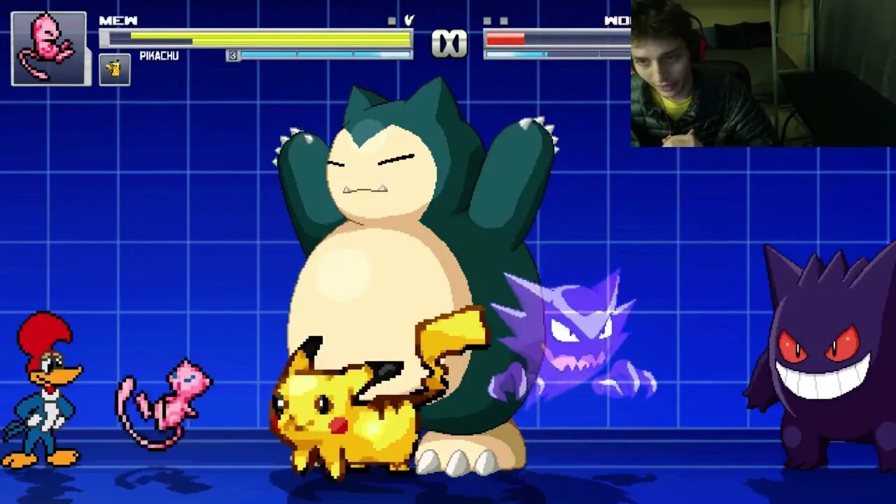 Pokemon Characters (Pikachu, Gengar, Snorlax, And Mew) VS Woodpecker In An Epic Battle In MUGEN