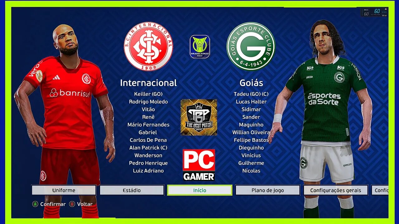 INTERNACIONAL X GOIÁS - PES2021 PATCH THE BEST 9.9 - BRASILEIRÃO 2023 - TERCEIRA RODADA