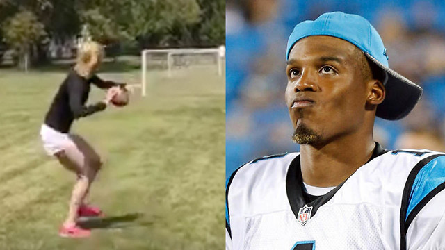 "Since You Think It's Funny!" Abby Hornacek Shows Cam Newton a Post Route