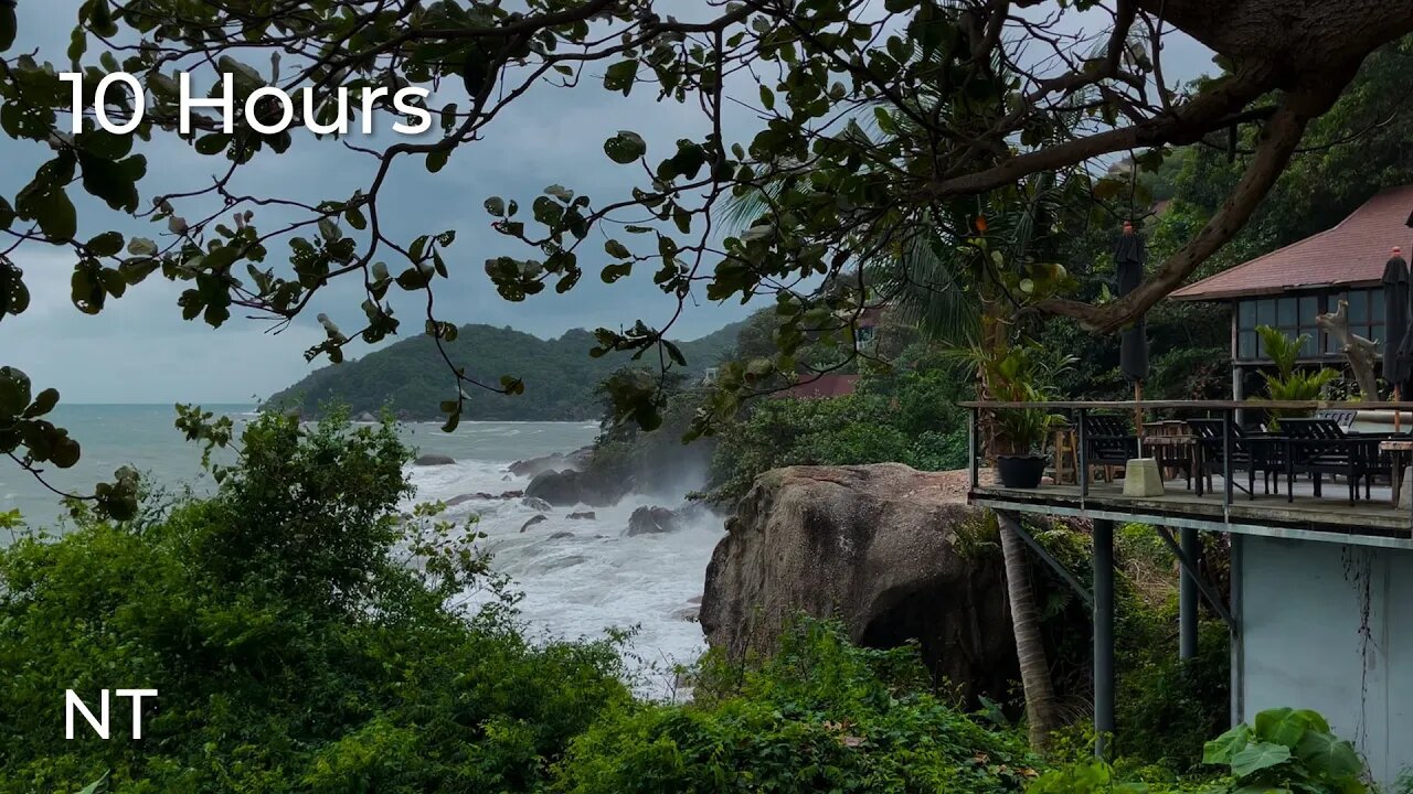 Stormy Ocean Waves Crashing on Rocks in Thailand | Summer Storm Sea Sounds for Sleep & Relaxation