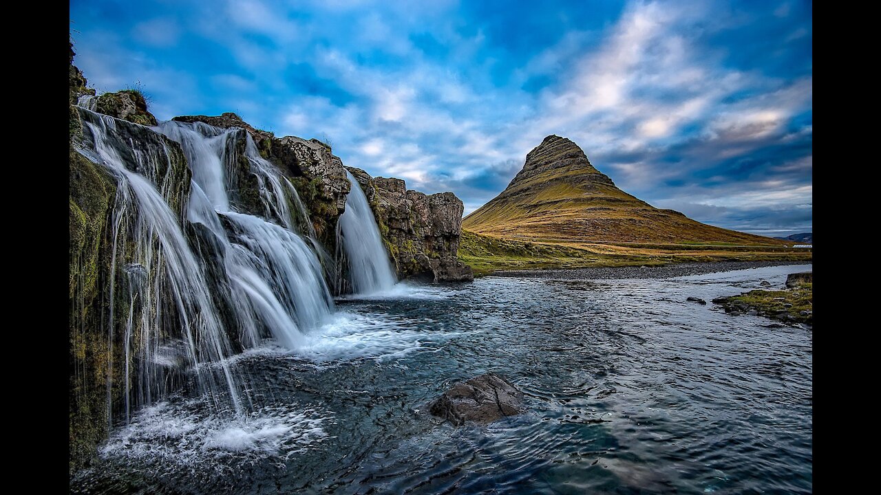 The relaxing sounds of several beautiful waterfalls