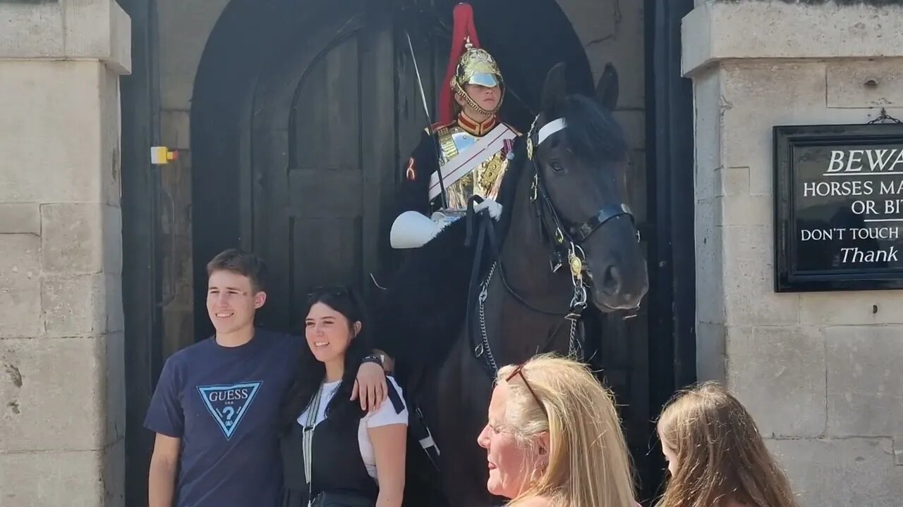 Tourist surprised Horse bites her arm #horseguardsparade