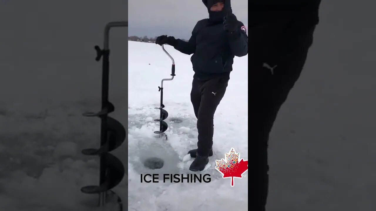 Ice fishing drilling hole