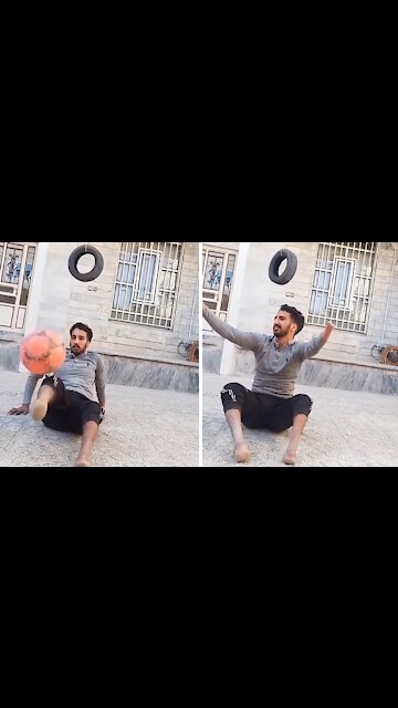 Man with no feet performs epic soccer trick shot