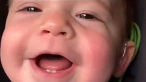 Deaf baby listens to mom's voice for the first time