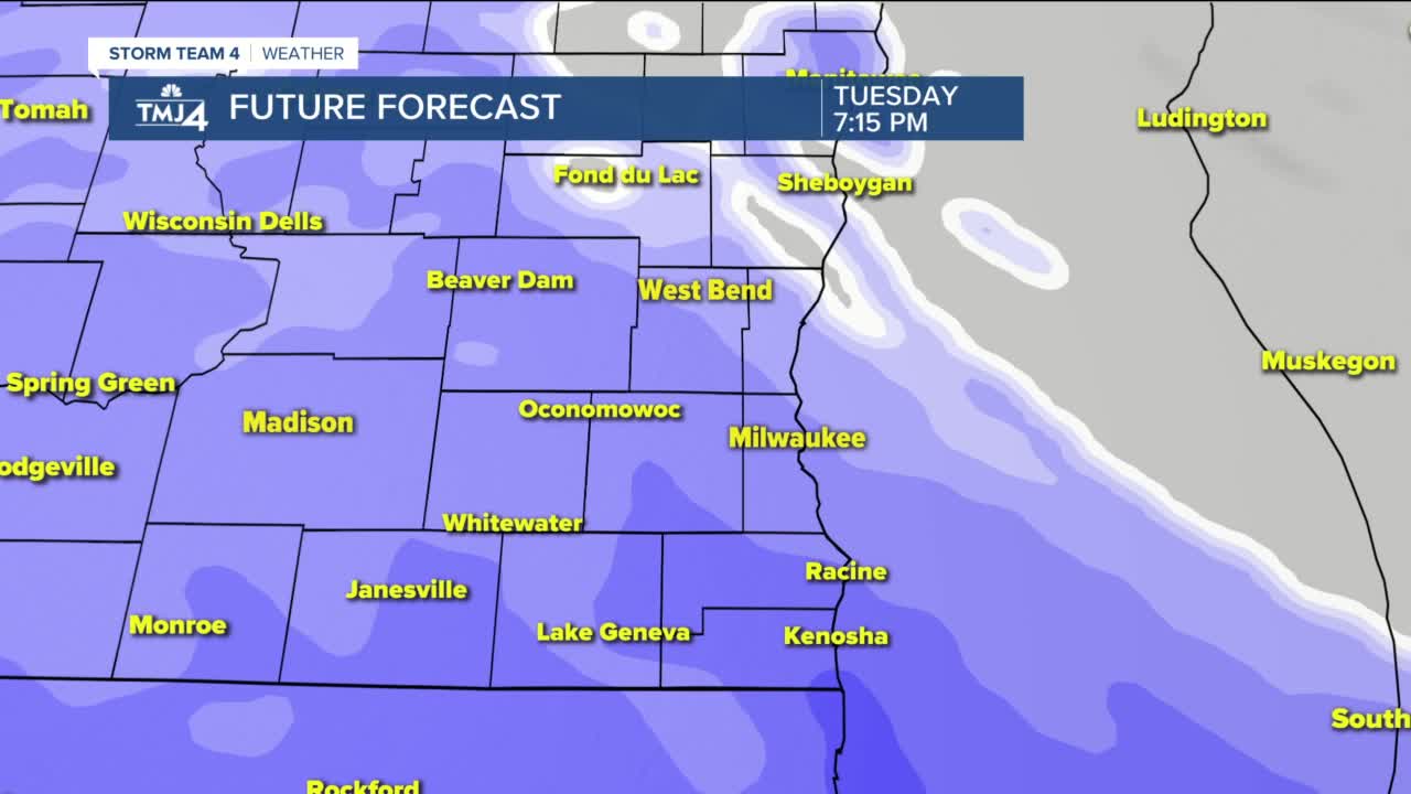 Snow moves in Tuesday evening