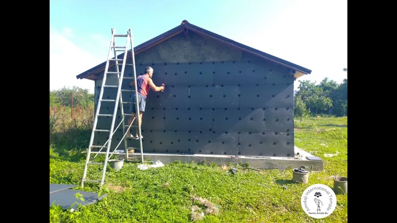 I added the outside insulation on the walls of Amidado Hall but there is still more to be done