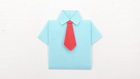 Origami paper shirt and tie with Ski