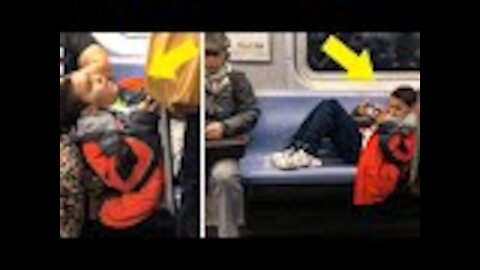 This Kid Refused To Move His Legs On The Subway, So A Stranger Taught Him A Lesson