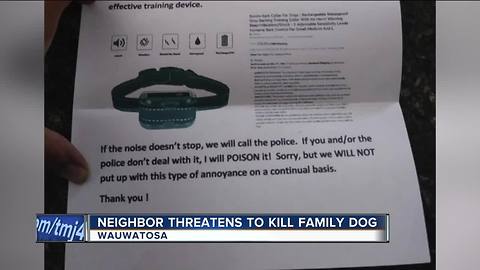 Neighbor sends letter, threatens to poison Wauwatosa couple's pet