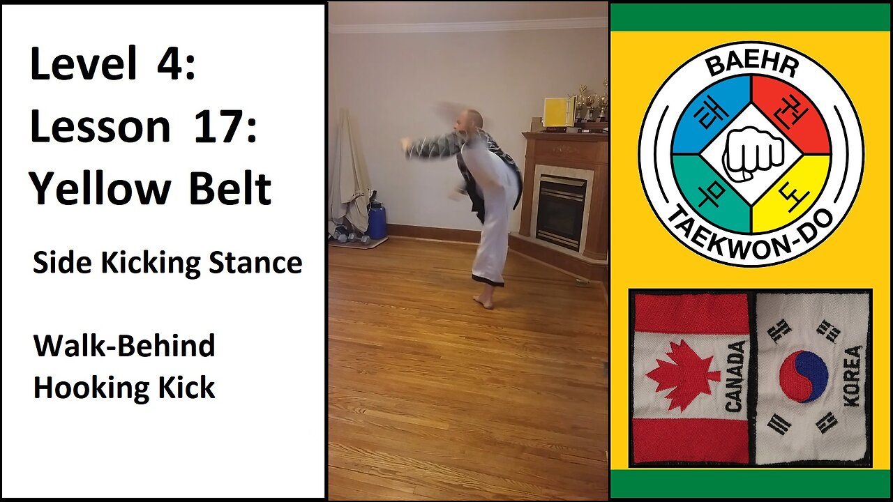 Baehr Taekwondo: 04-17: Green Stripe: Side Kicking Stance - Walk-Behind Hooking Kick