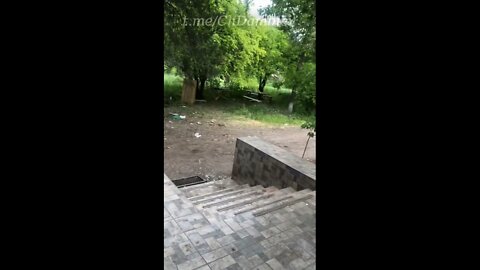 Ukrainian nationalists take cover from mortars at one of the recreation centers (former pioneer camp) near Kramatorsk