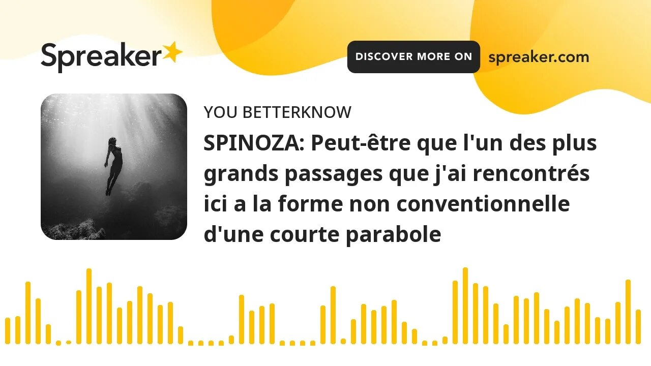 SPINOZA: Peut-être que l'un des plus grands passages que j'ai rencontrés ici a la forme non conventi