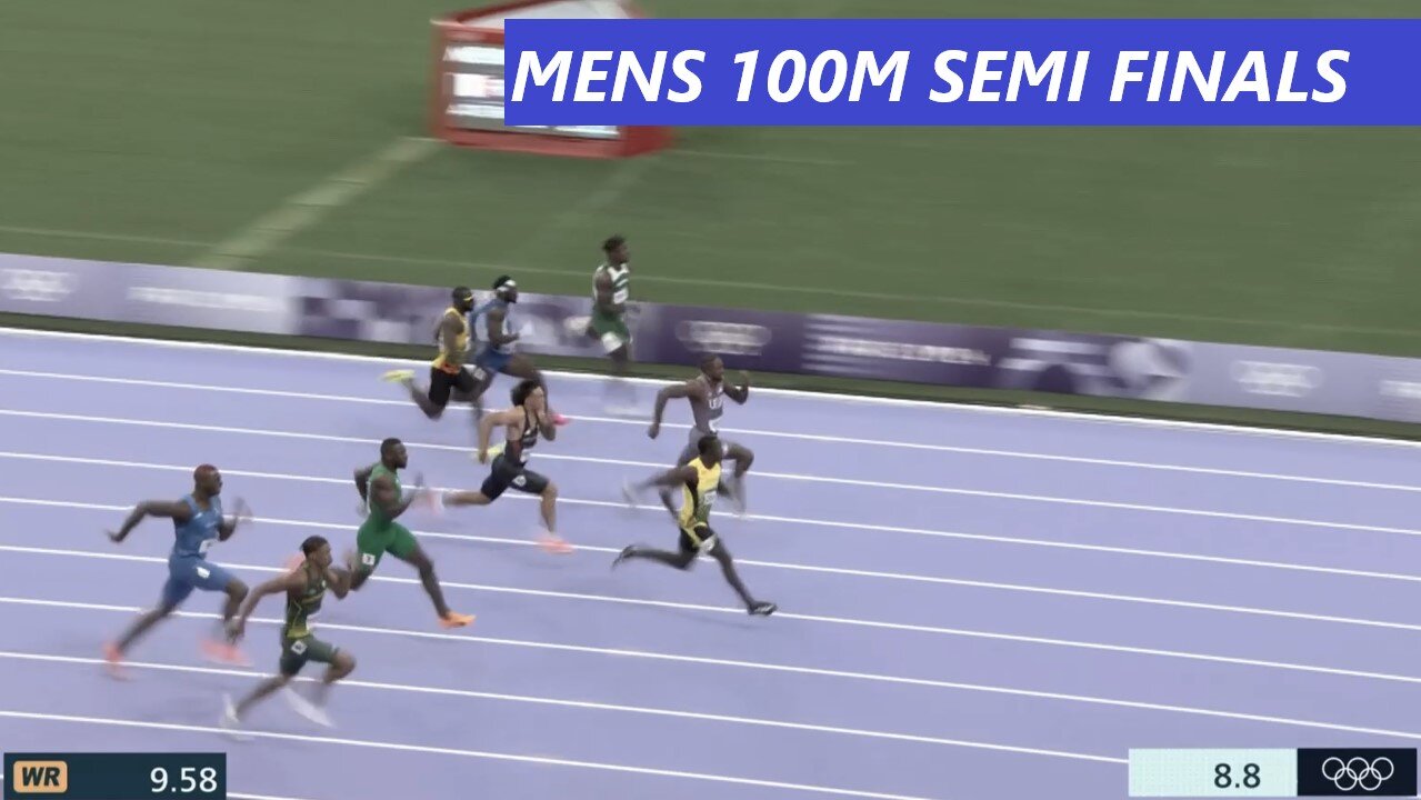 Men's 100m Semi Finals - 2024 PARIS OLYMPICS - (Aug 4th 2024) AkaNumbers