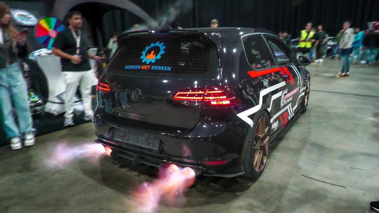 Modified Cars revving at Car Show 100% Auto Live | Extreme Flames, Bangs, Loud Sounds, ...