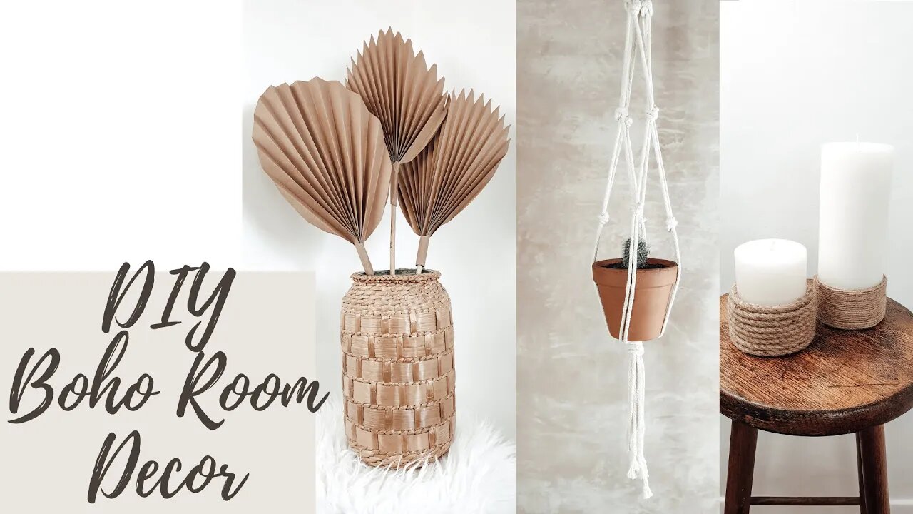 3 DIY Boho Room Decor | Paper Palm Leaf | Plant Hanger | Super Easy Projects