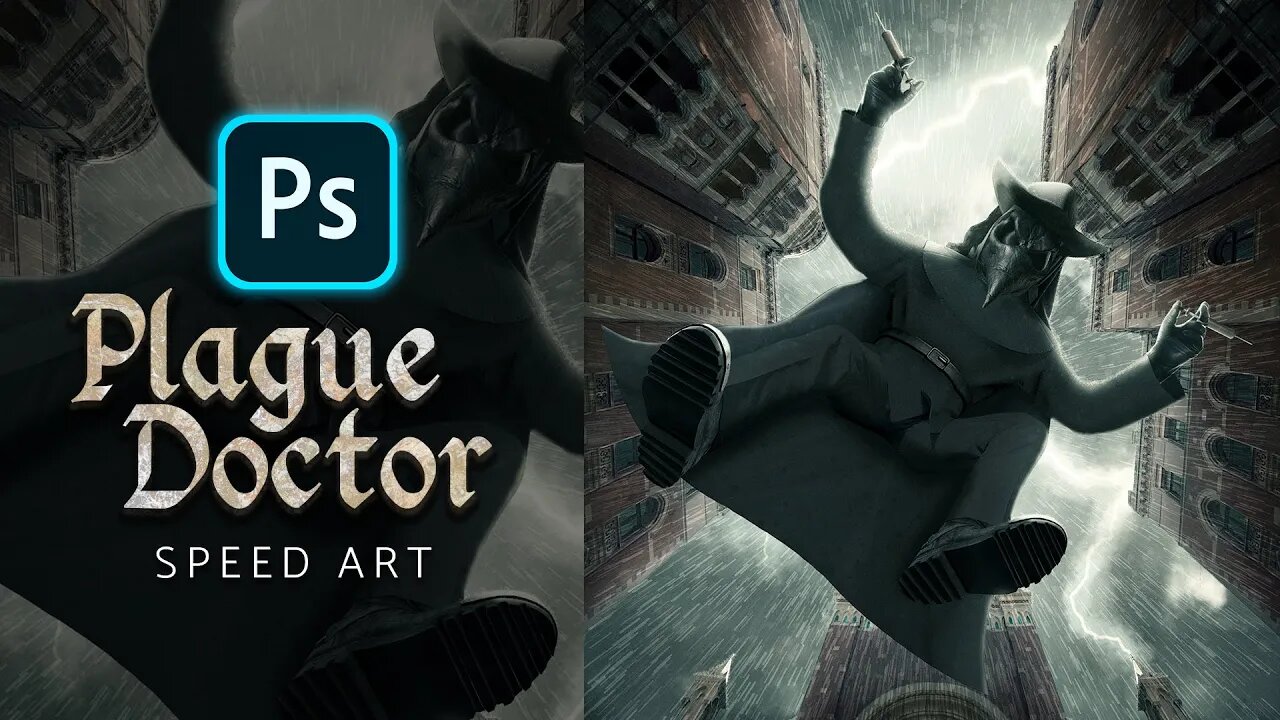 Creating a PLAGUE DOCTOR Scene in Photoshop! Photo Manipulation Speed Art