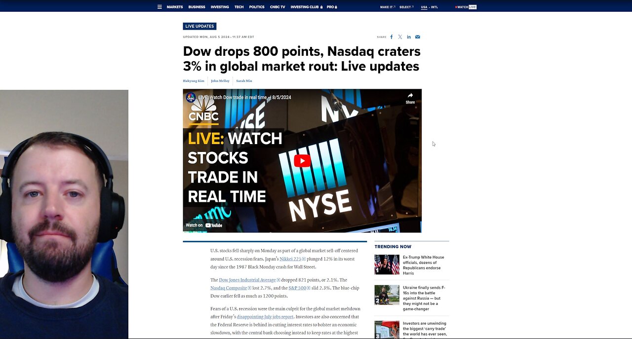 Global Stock Market CRASHING as DOW Jones Futures Plummets 800 Points, Prepare For RECESSION