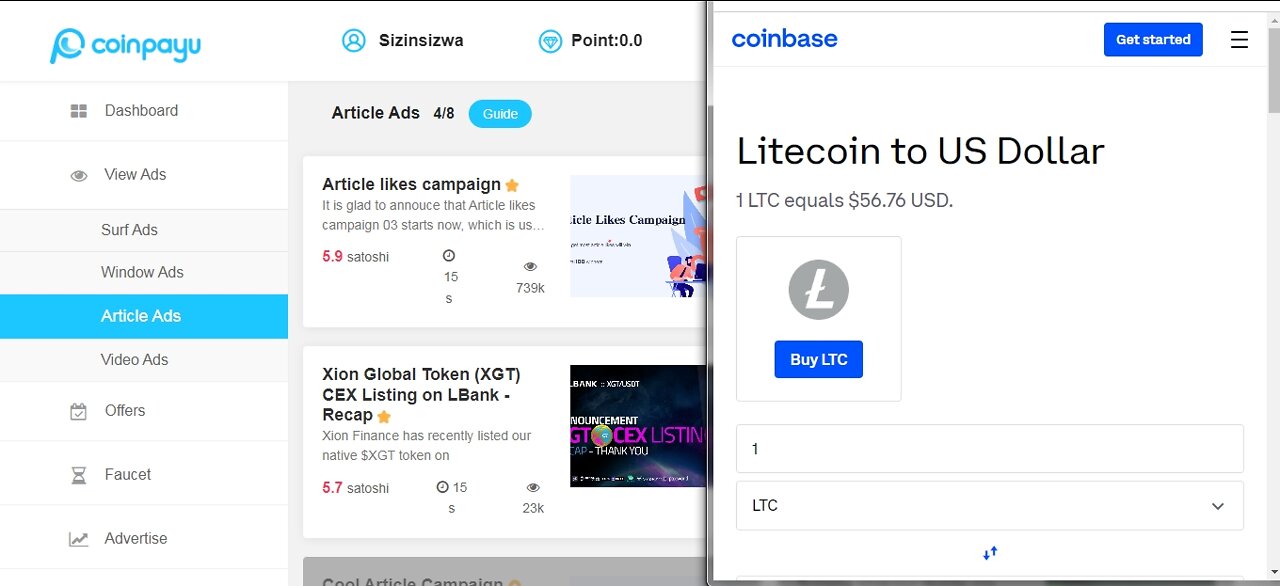 How To Get Free Litecoin LTC Cryptocurrency Watching Article Ads At Coinpayu And Instant Withdraw