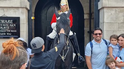Another one holds the reins right next to the new sign #horseguardsparade