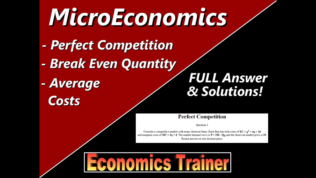 MicroEconomics: Average Total Cost Equation, Firm's Break Even Quantity under Perfect Competition