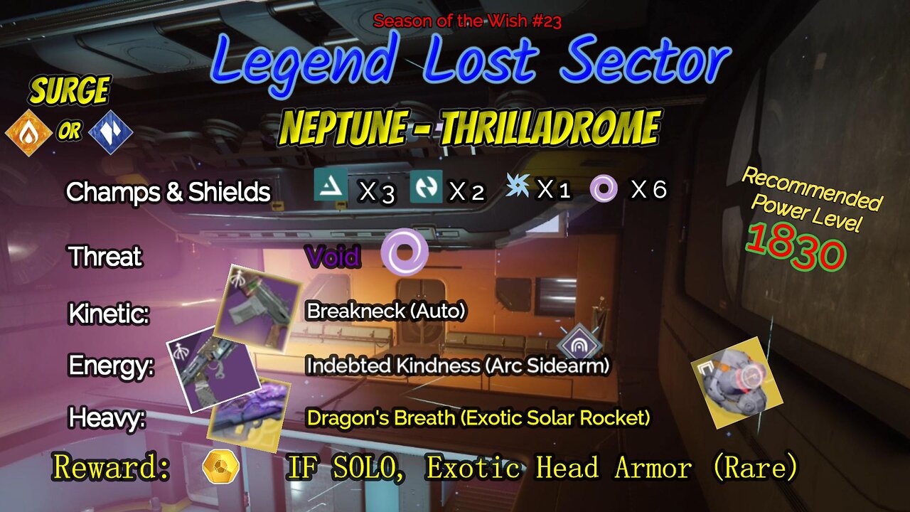 Destiny 2 Legend Lost Sector: Neptune - Thrilladrome on my Arc Hunter 2-8-24