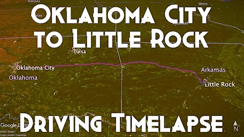 OKLAHOMA CITY TO LITTLE ROCK DRIVING TIMELAPSE | Garmin DriveAssist 50 Dashcam Video