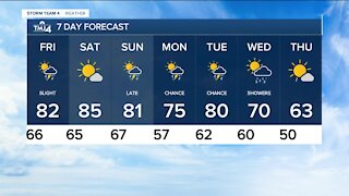 Warm, humid Thursday with stray showers possible