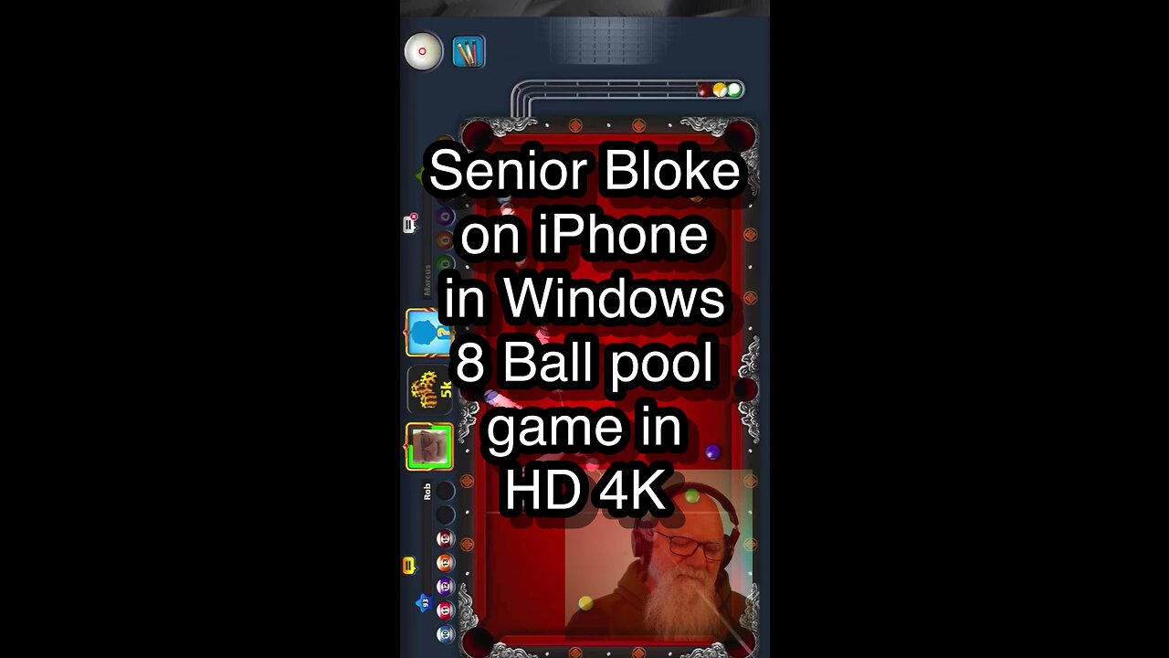 Senior Bloke on iPhone in Windows 8 Ball pool game in HD 4K 🎱🎱🎱 8 Ball Pool 🎱🎱🎱