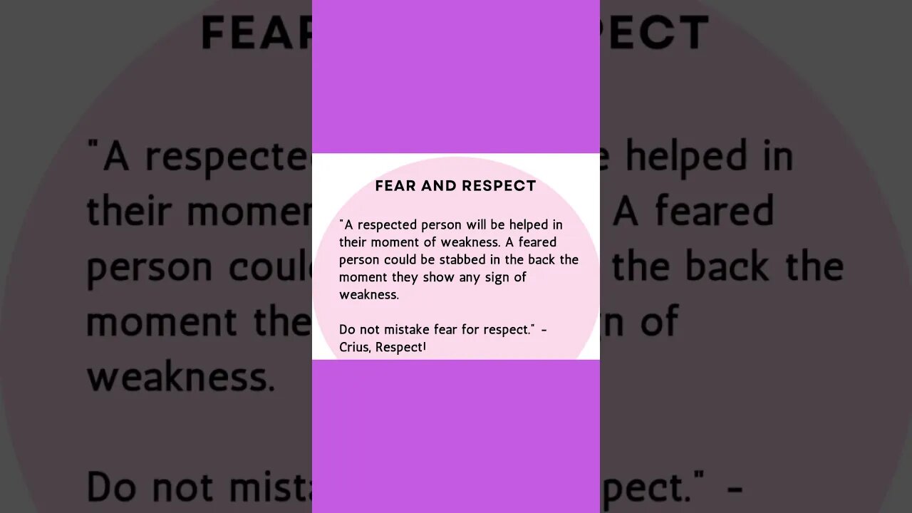 Fear And Respect