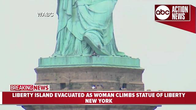 Woman climbing up the Statue of Liberty on 4th of July causes evacuations