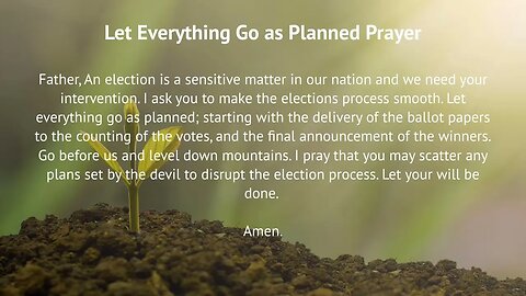 Let Everything Go as Planned Prayer (Prayer for Election)