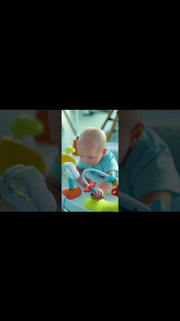 Cute adorable baby child with warm white and pink hat with cute baby girl