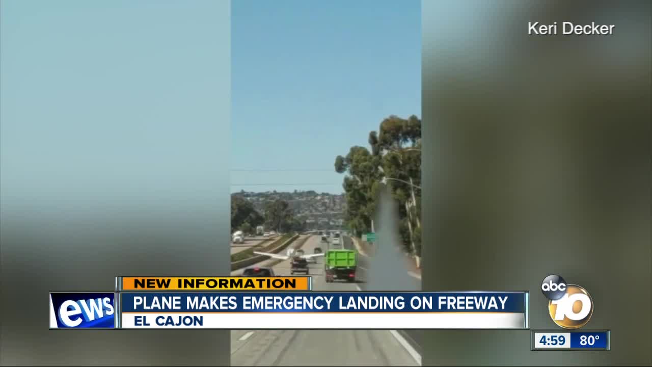 Plane makes emergency landing on I-8 in El Cajon