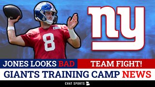 NY Giants Training Camp News: MAJOR Fight, Daniel Jones Looks BAD, Kadarius Toney Multiple Drops