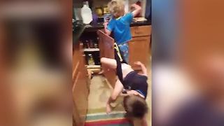 Kid Falls From A Kitchen Counter