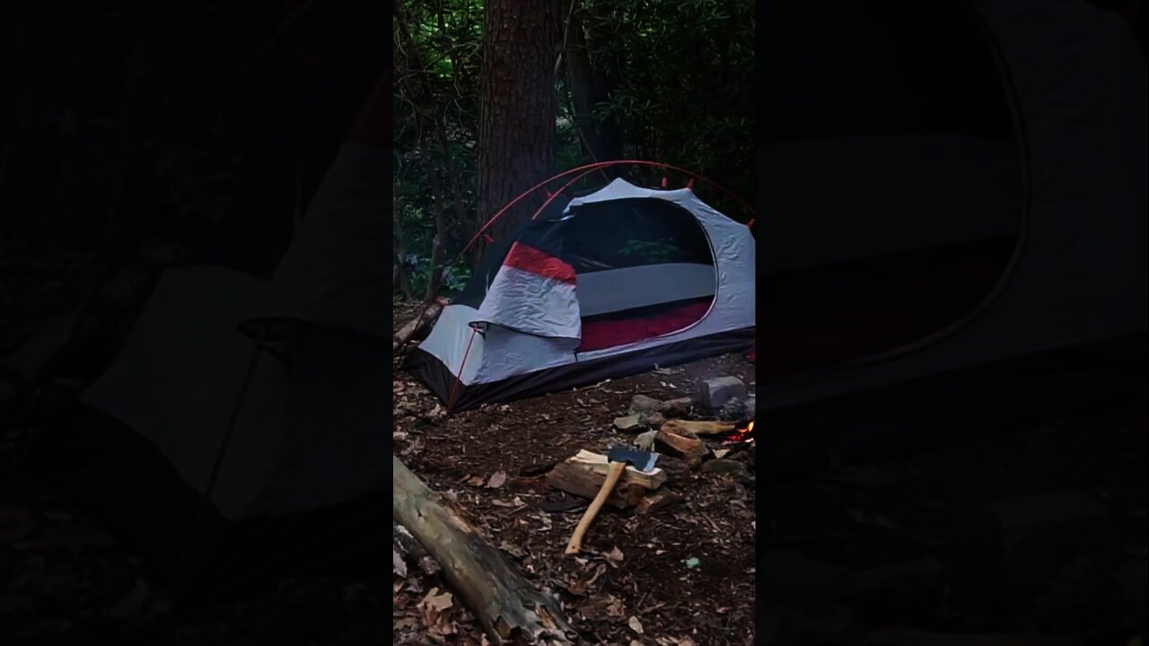 Bushcraft Campsite in the Blue Ridge Mountains. Backpacking gear and tent #shorts