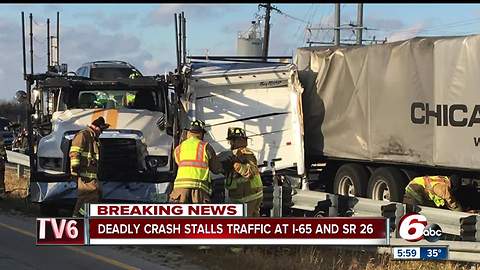 Two people killed in crash involving multiple semis, car on I-65 near Lafayette