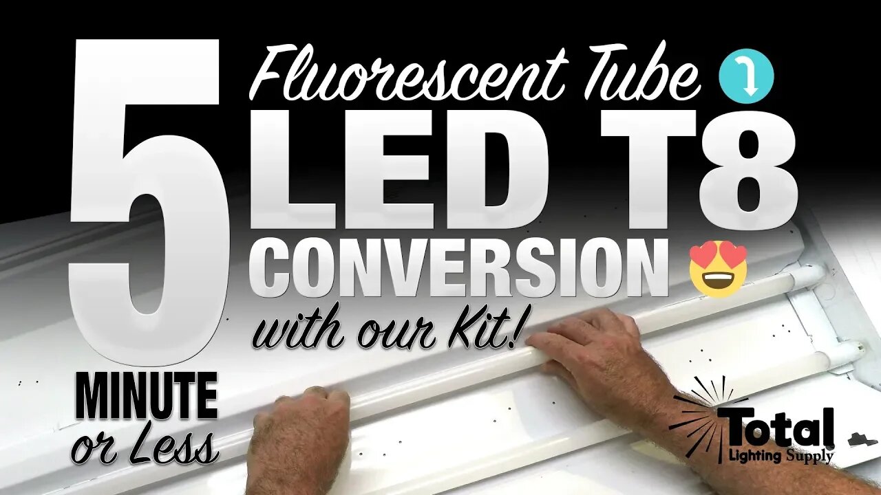 5 minute or less fluorescent tube light to LED T8 conversion with our EZ Kit by Total Bulk Lighting