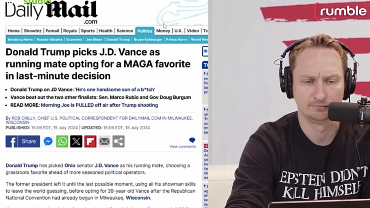 OFFICIAL: Trump Chose J.D. Vance for Vice President at the Last-Minute—AFTER Nearly Begging RFK Jr. This Morning First! Generally Safe Choice; POOR CHOICE OVER ALL. | After the “Q”uantum A.I. Suggested RFK Jr., RFK’s Free Will Didn't Agree!