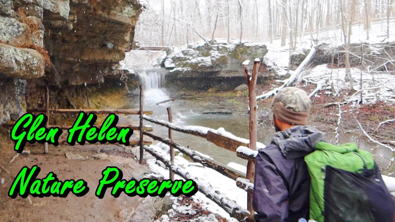 Tranquil, Serene Snowfall and Water Features of Glen Helen Nature Preserve in Yellow Springs, Ohio