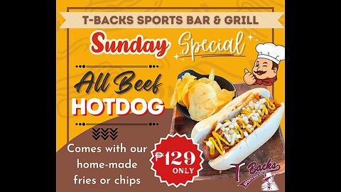 T-Backs Sports Bar and Grill Sports Schedule and Hot Dog Special for Sunday Sept 29, 2024