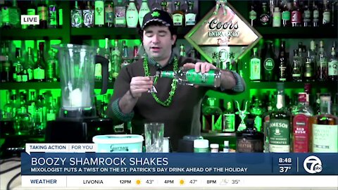 Making Boozy shamrock shakes for St. Patrick's Day